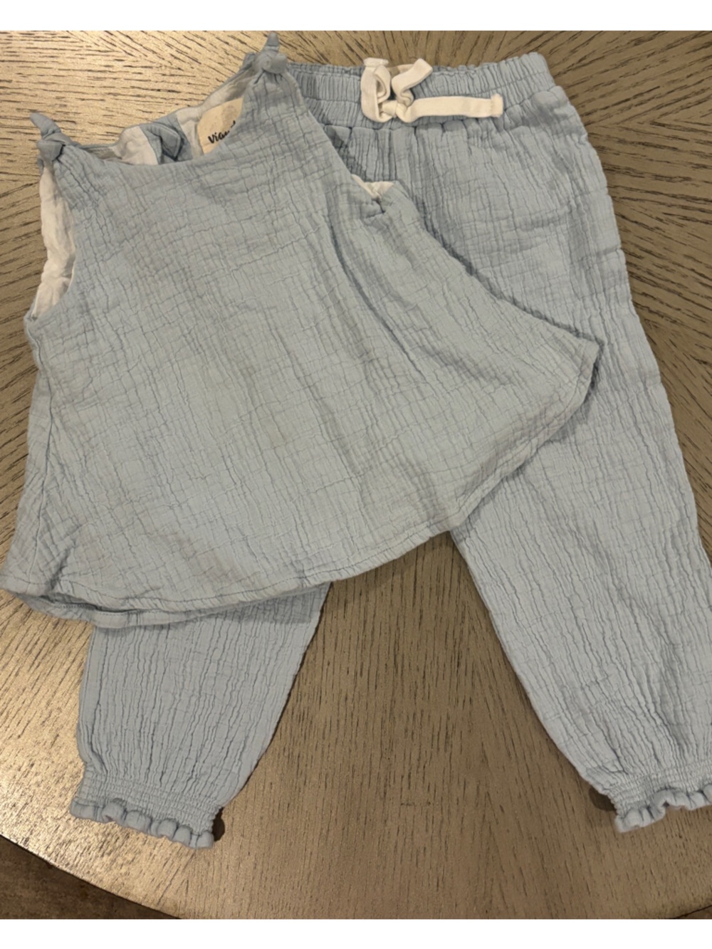 Light Blue Kids Matching Set - Soft Gauze Tank & Pants